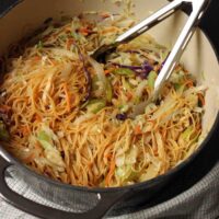 cooked chow mein in large pot
