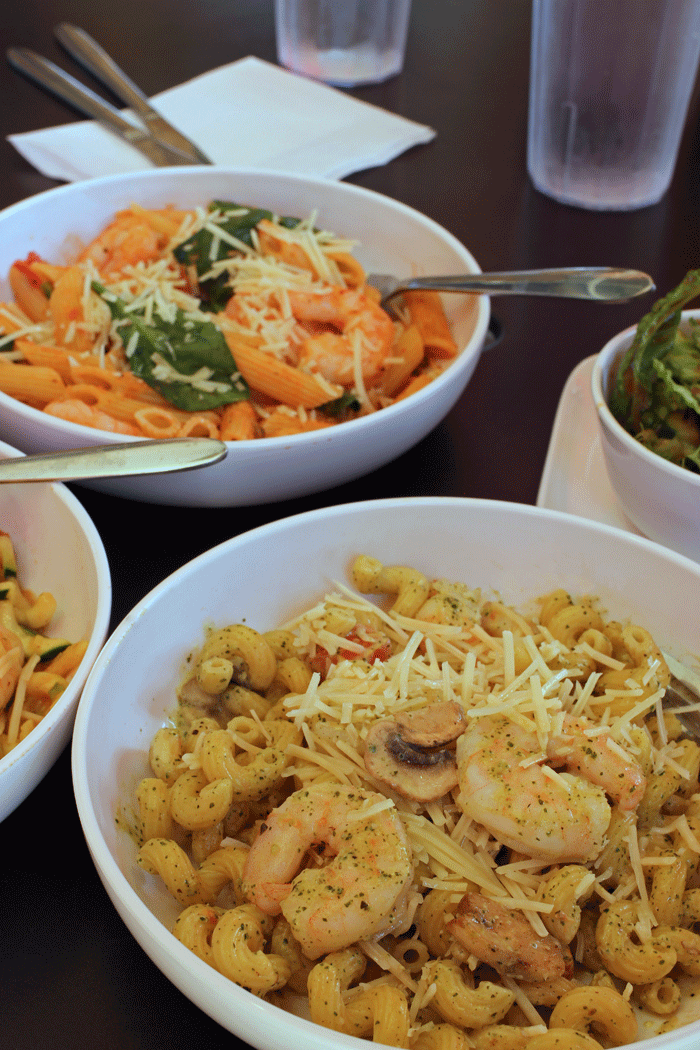 bowls of different noodles dishes