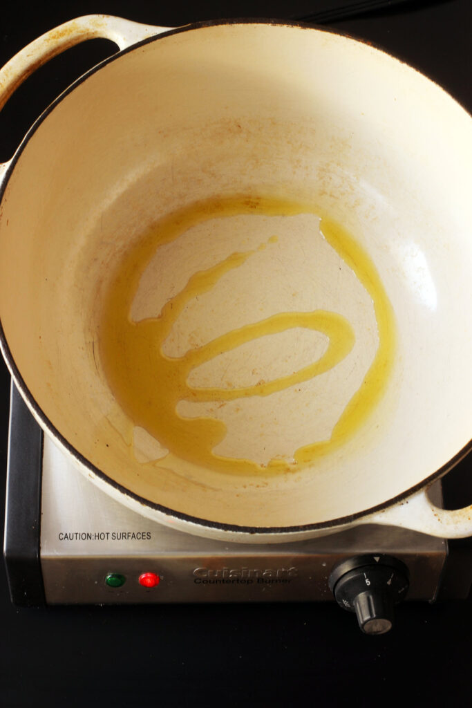 heating oil in pot