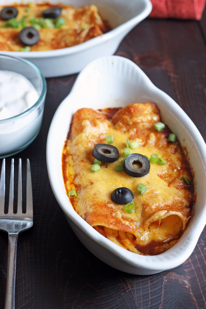 cheese enchiladas in single serving dishes