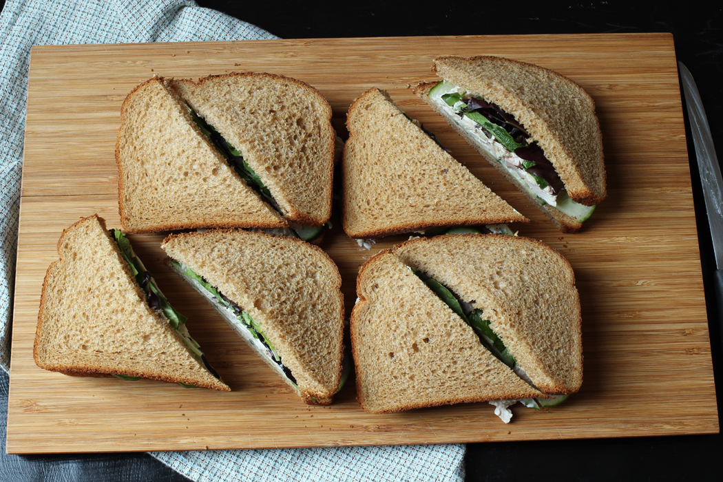 chicken salad sandwiches with cucumbers