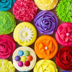 collage of colorful cupcakes