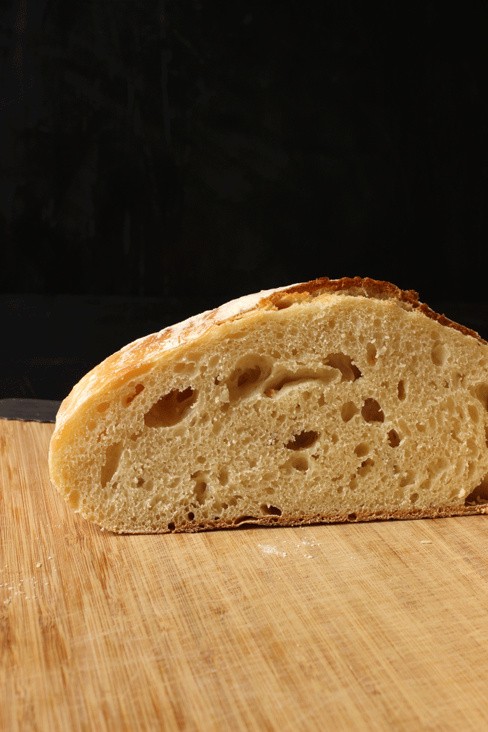 sourdough boule cut in half