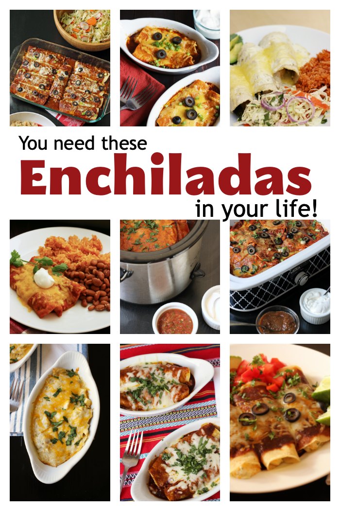 collage of different types of enchiladas 