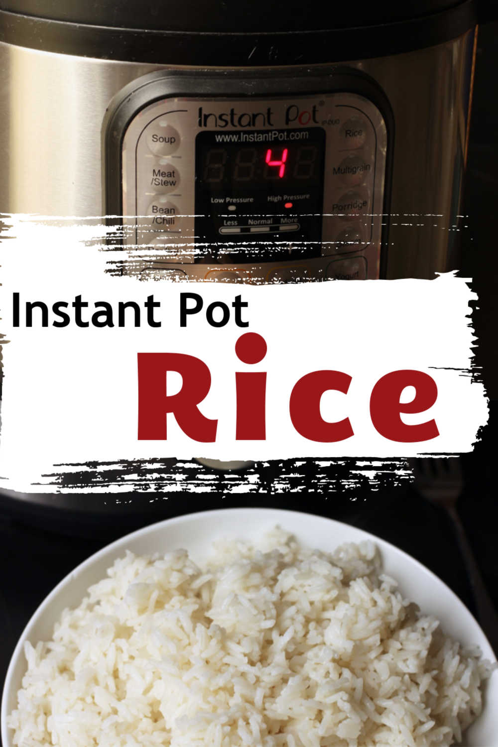 instant pot next to bowl of cooked rice