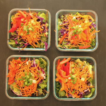 array of meal prep salads