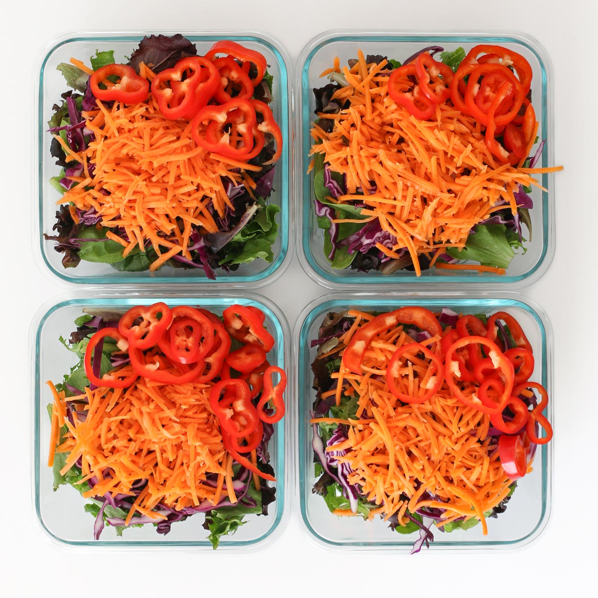 bell pepper rings added to the meal prep salads.