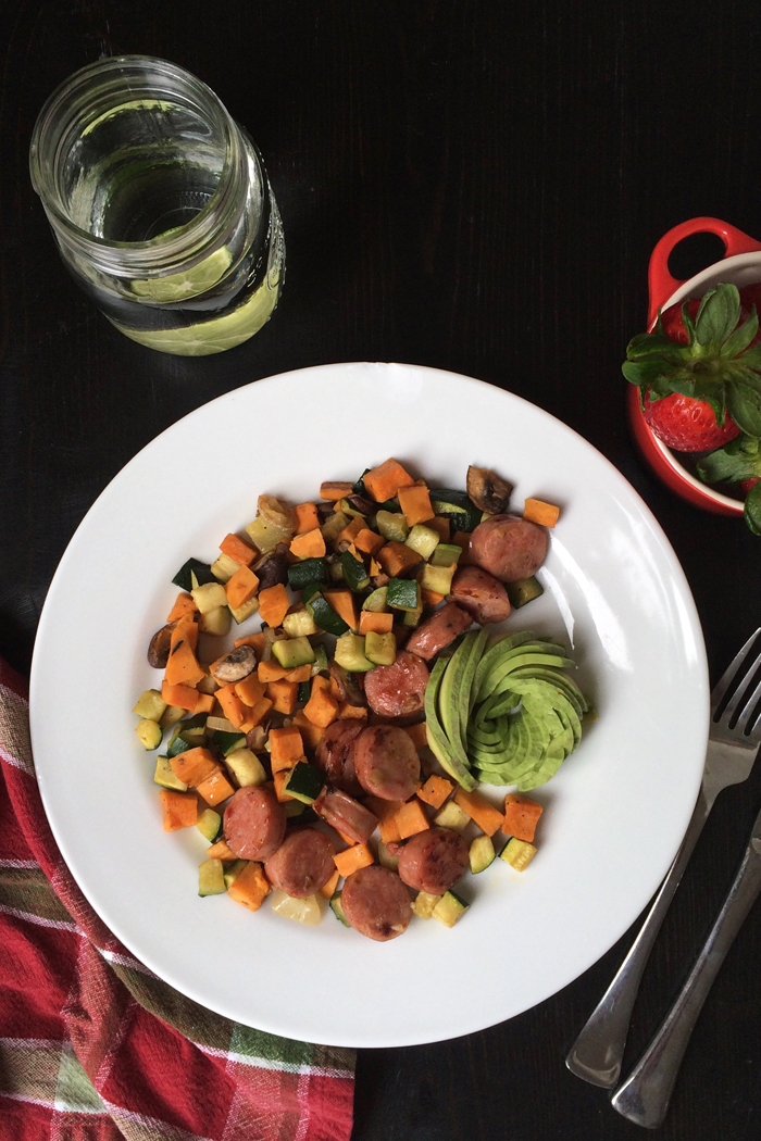 plate of hash with an avocado rose