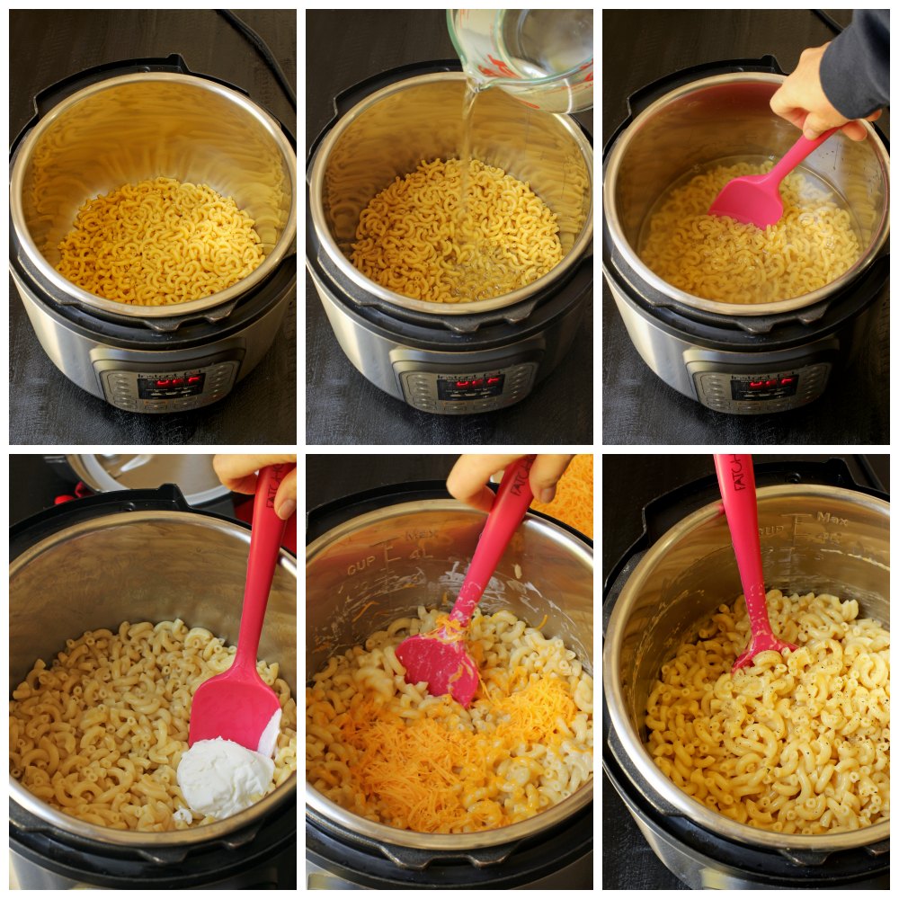 step by step process making instant pot mac and cheese