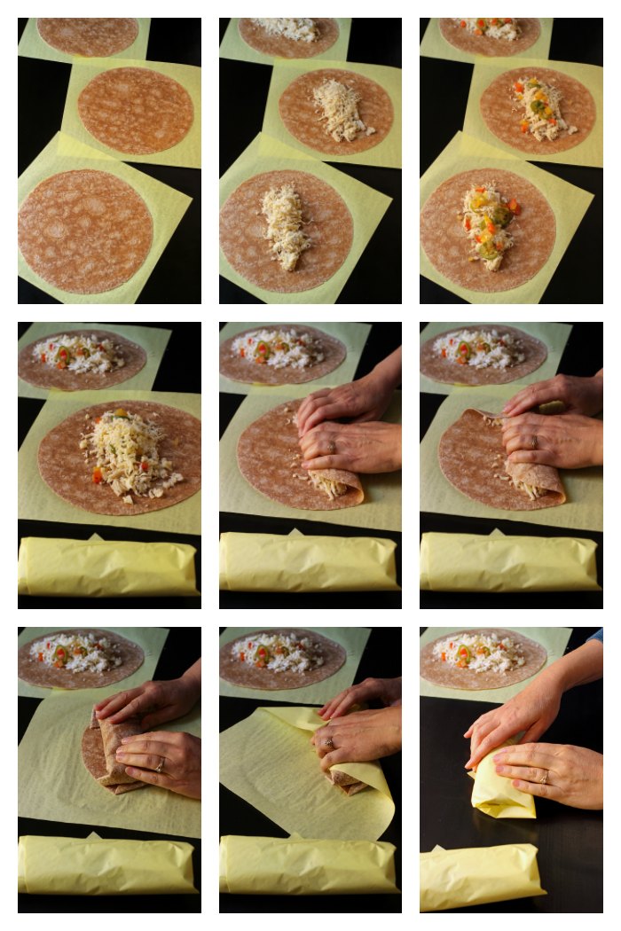 step-by-step instructions for rolling burrito