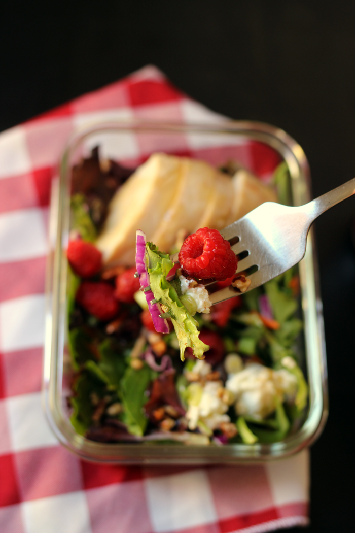 bite of Raspberry Salad on fork