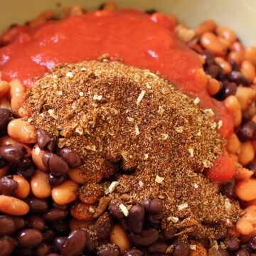 A bowl of beans and chili seasoning