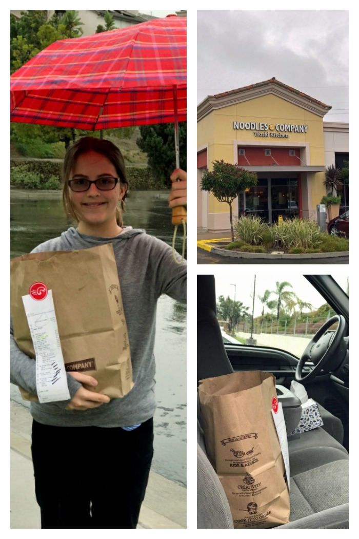 collage of photos of picking up noodles order