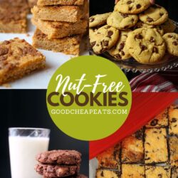 collage of nut free cookies with text overlay.