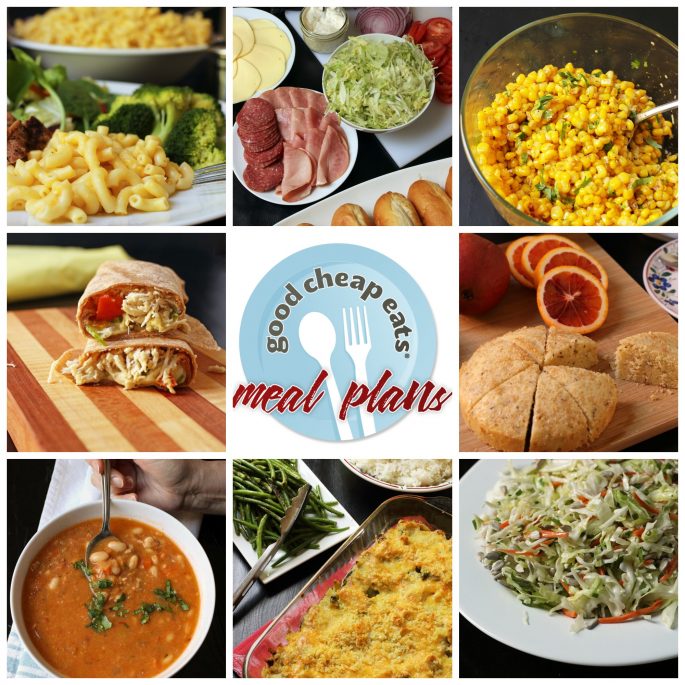 collage of recipes included in meal plan sample