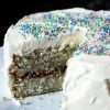 cut side view of poppyseed layer cake