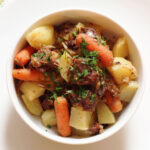 bowl of irish stew from overhead.