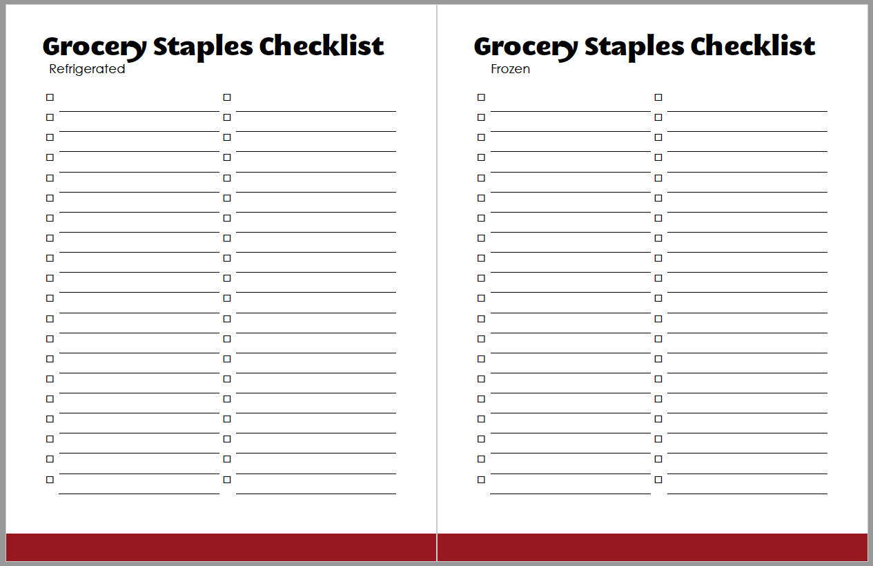 Two Grocery Staples Checklists 