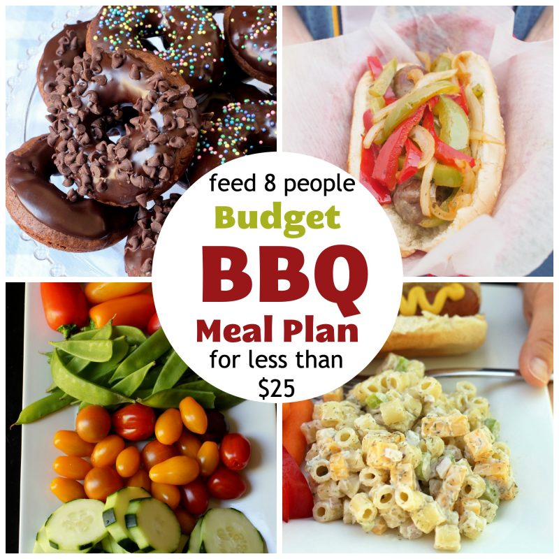 a collage of foods included in the budget bbq meal plan