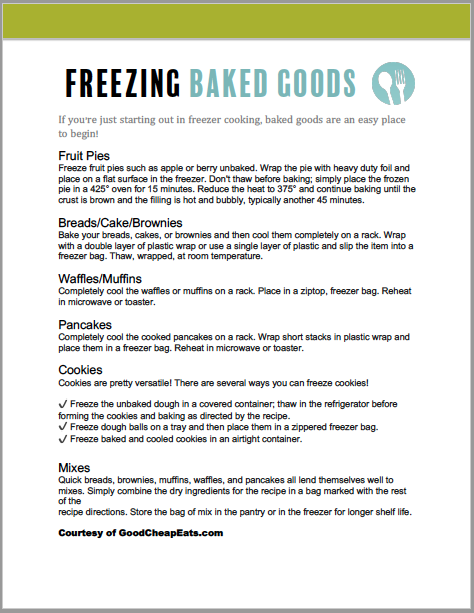 freezing baked goods printable