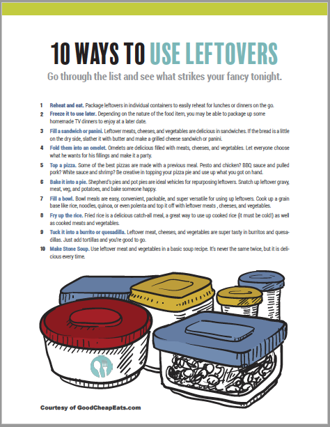 image of leftovers idea sheet