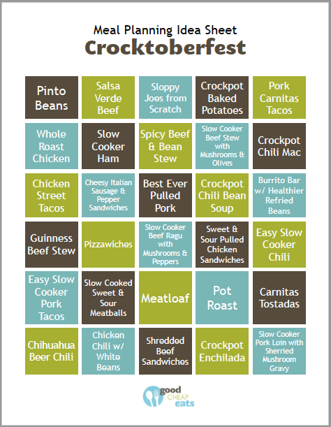image of crocktoberfest meal planning page