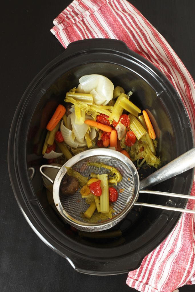 vegetables left from straining broth