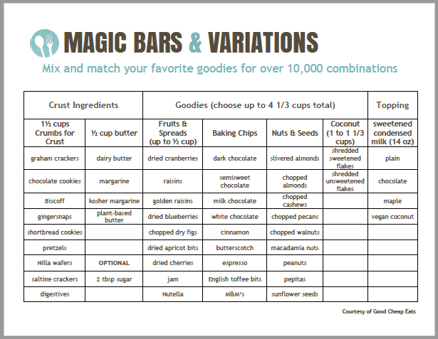 printable of magic bars variations