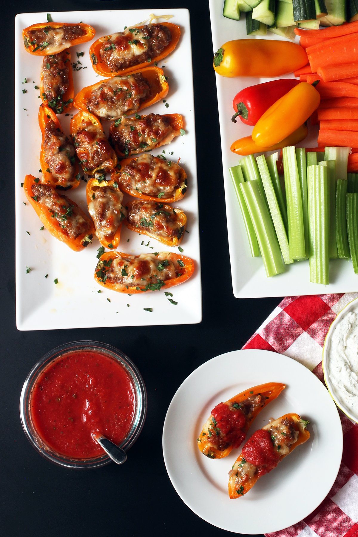 sausage peppers on appetizer table