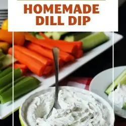 PIN image of dill dip and veggie tray.