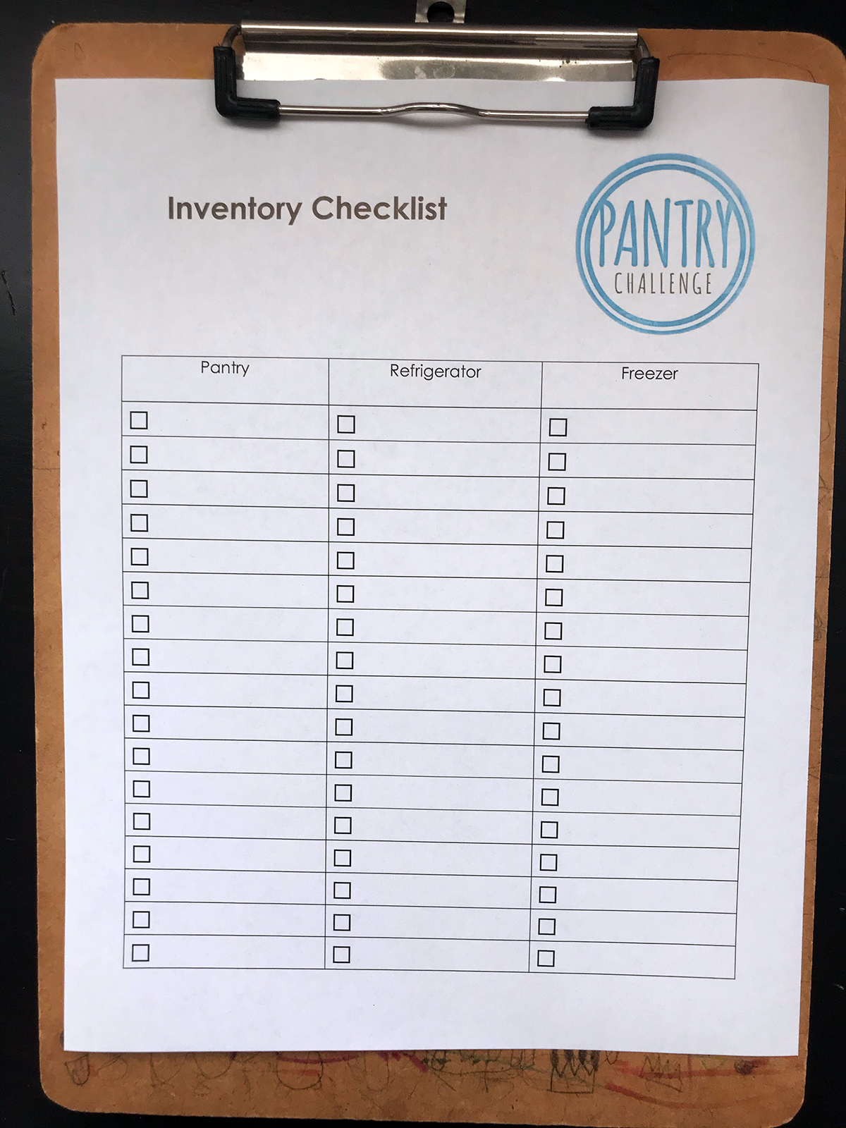 inventory worksheet on clipboard
