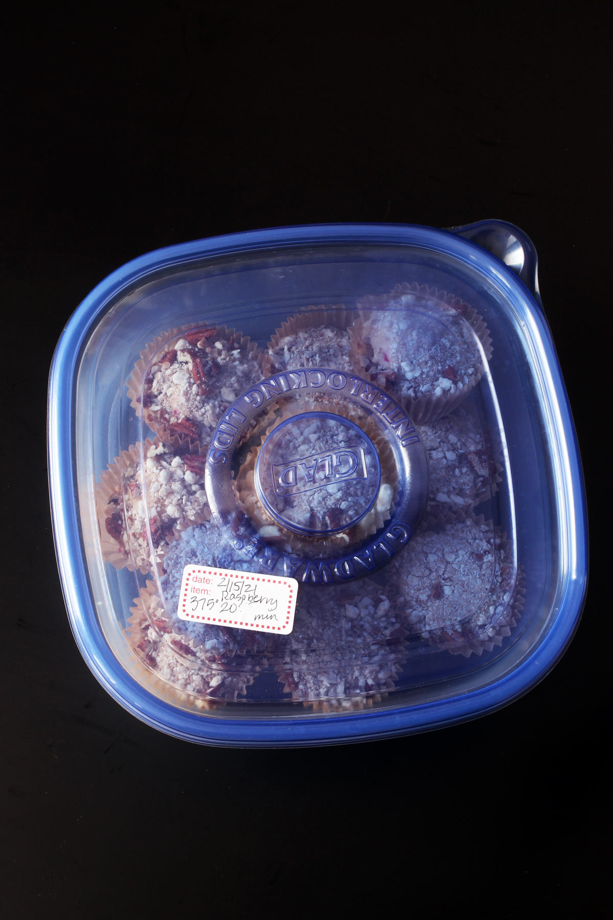 frozen muffins box with lid and label