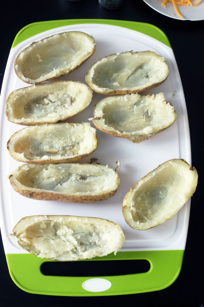 hollow potato shells on board