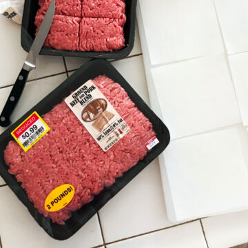 package of beef on counter