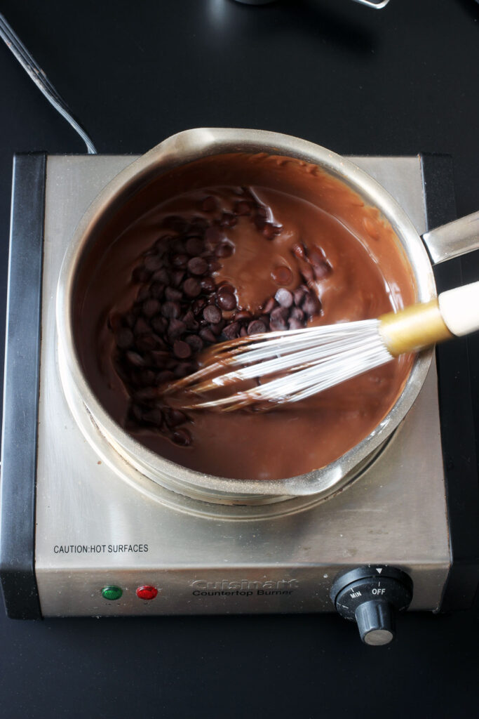 adding chocolate to filling