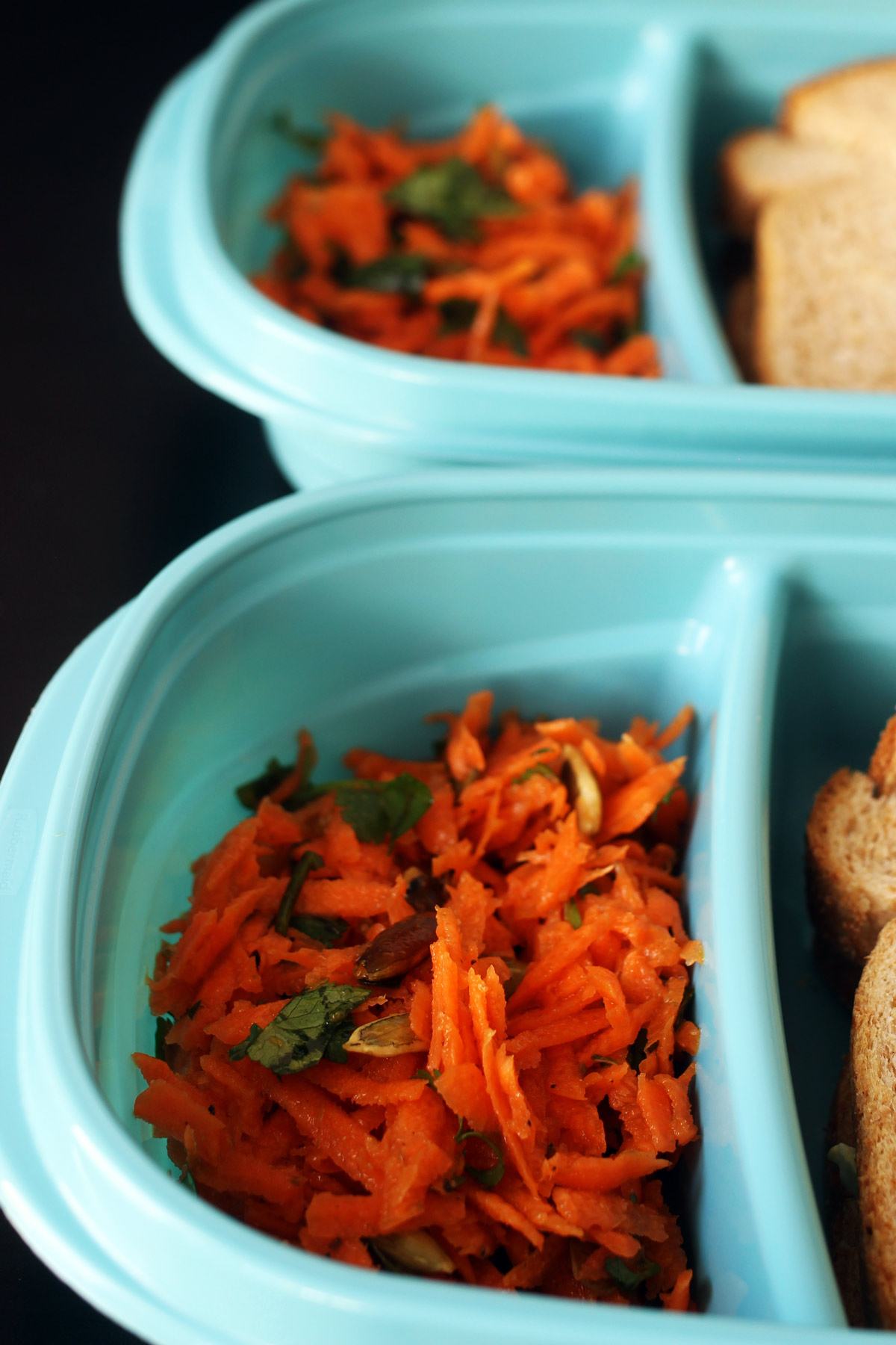 carrot salad in meal prep containers