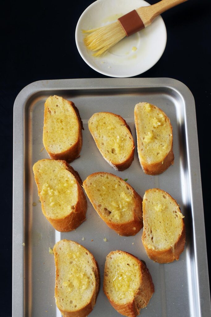 toasts brushed with garlic oil