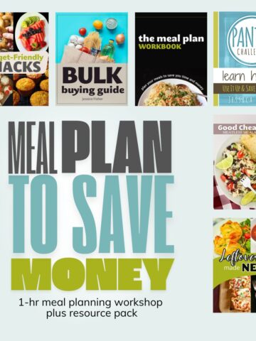 promo for meal plan to save money, with images of resources included in pack.