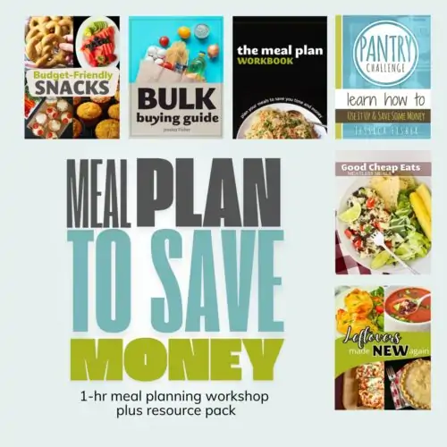 promo for meal plan to save money, with images of resources included in pack.