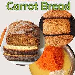 collage of carrot bread, with text overlay.