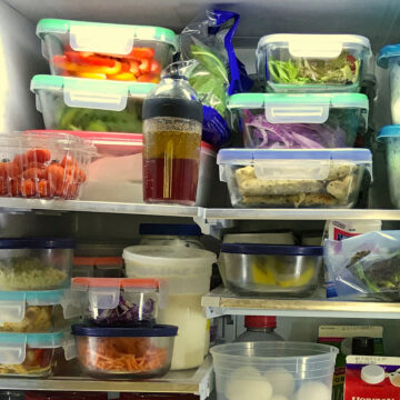 meal prep containers in fridge