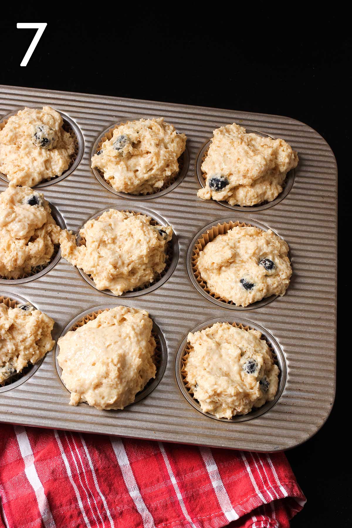 batter mounded into baking tins.