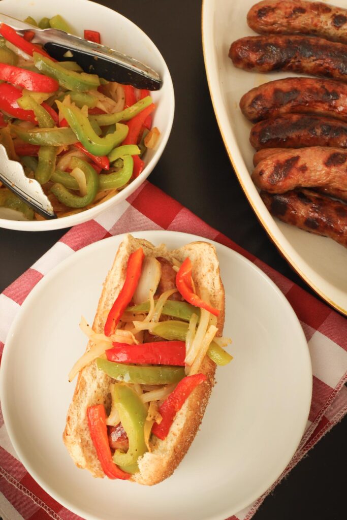 Grilled Brats with Peppers and Onions (94 cents each) Good Cheap Eats