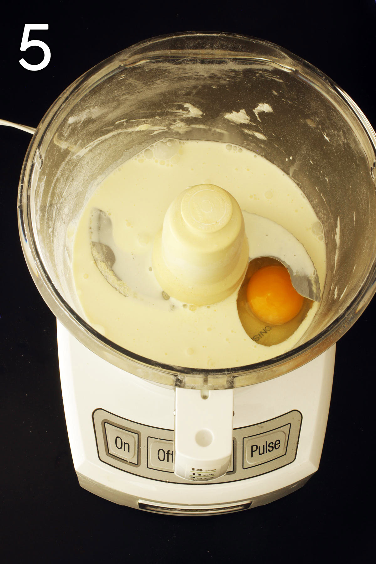 combine cream and egg in the food processor until smooth.