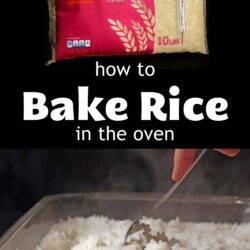 collage of baked rice, with text overlay.