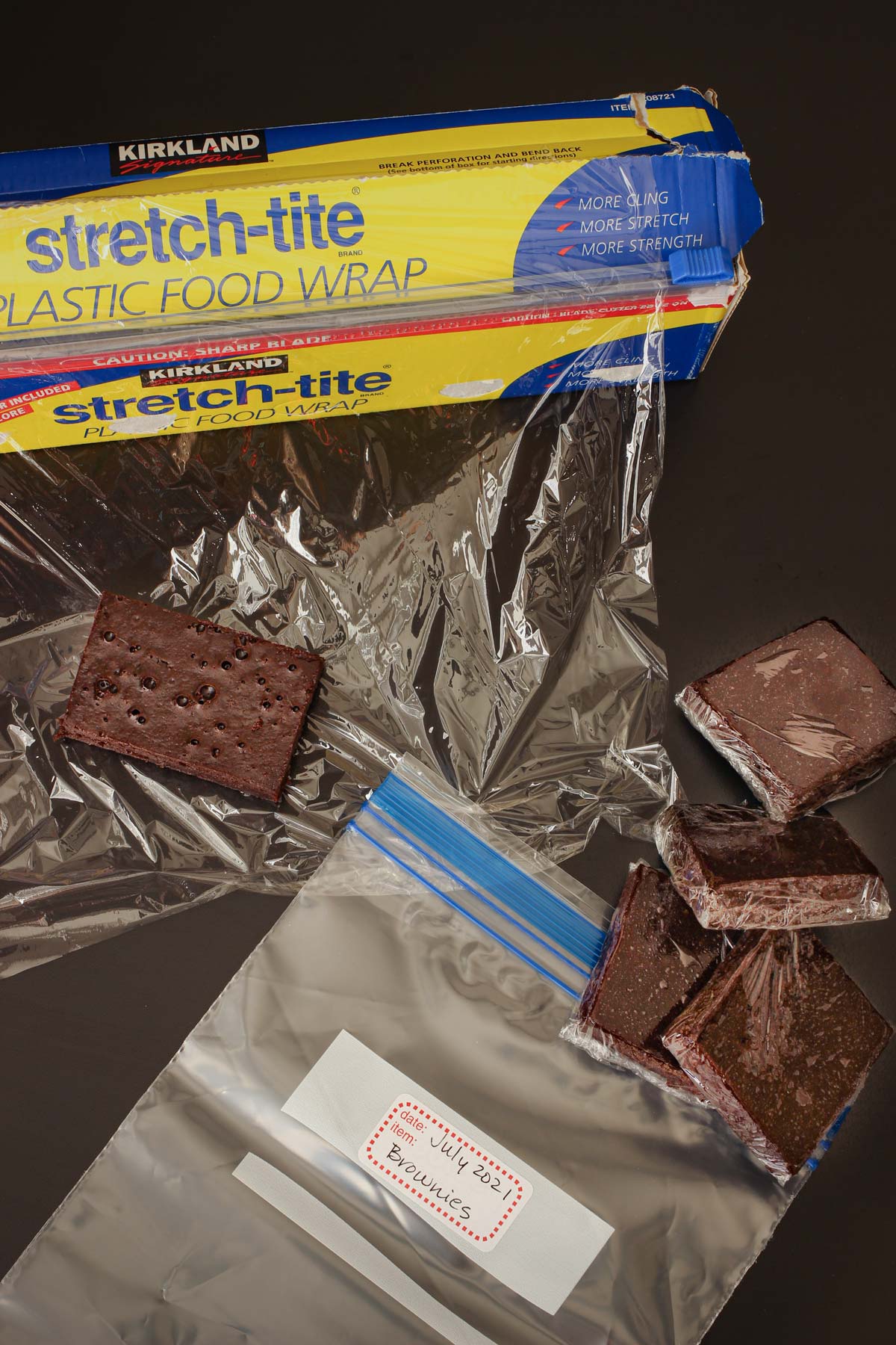 individually wrapped brownies to bag up in ziptop freezer bag.