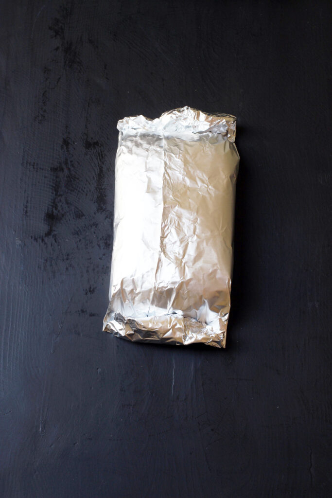 meatloaf wrapped in aluminum foil.