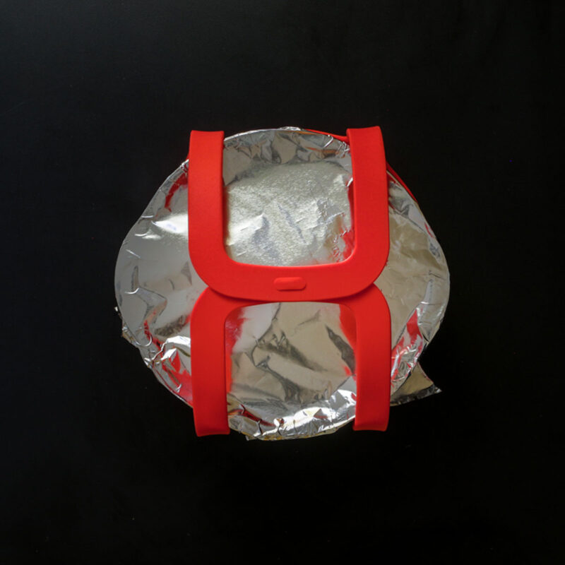 pan top wrapped with foil and placed in bakeware sling.