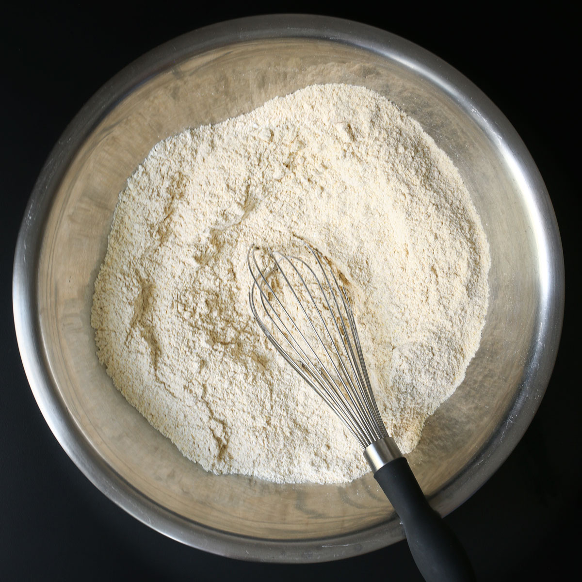 dry ingredients whisked together in large mixing bowl.
