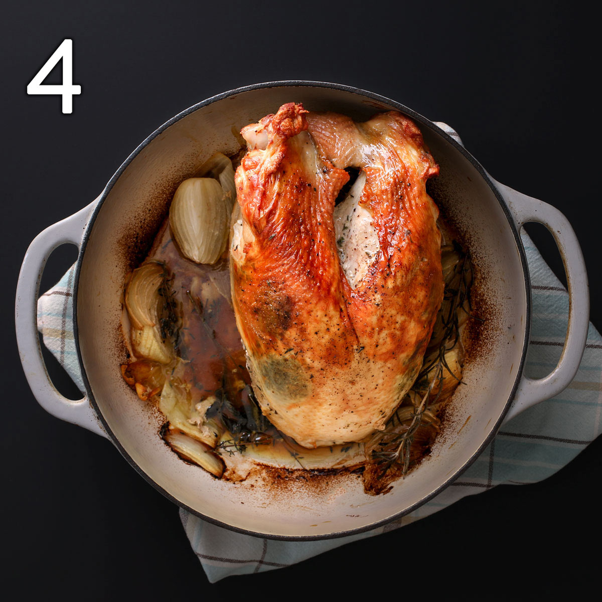 the roast turkey breast in the dutch oven.